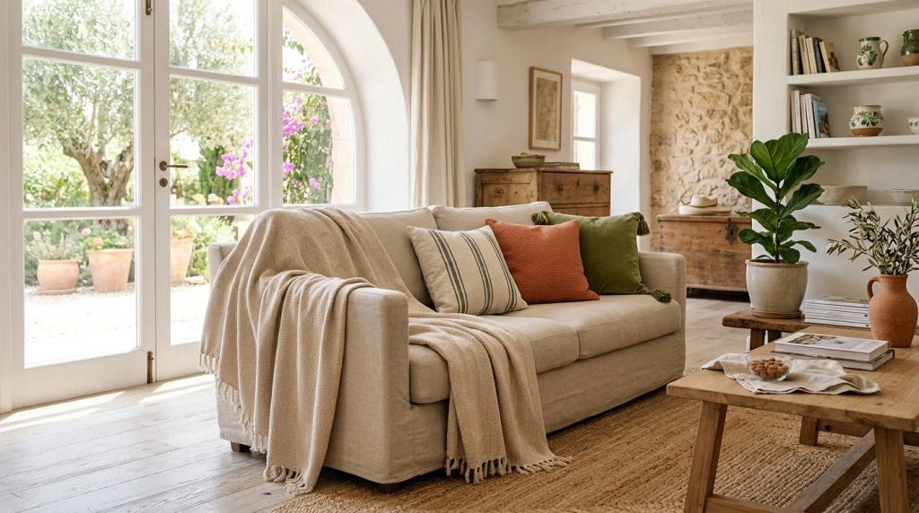 Déco 2026 : le jeté artisanal en coton, star de l'art de vivre méditerranéen